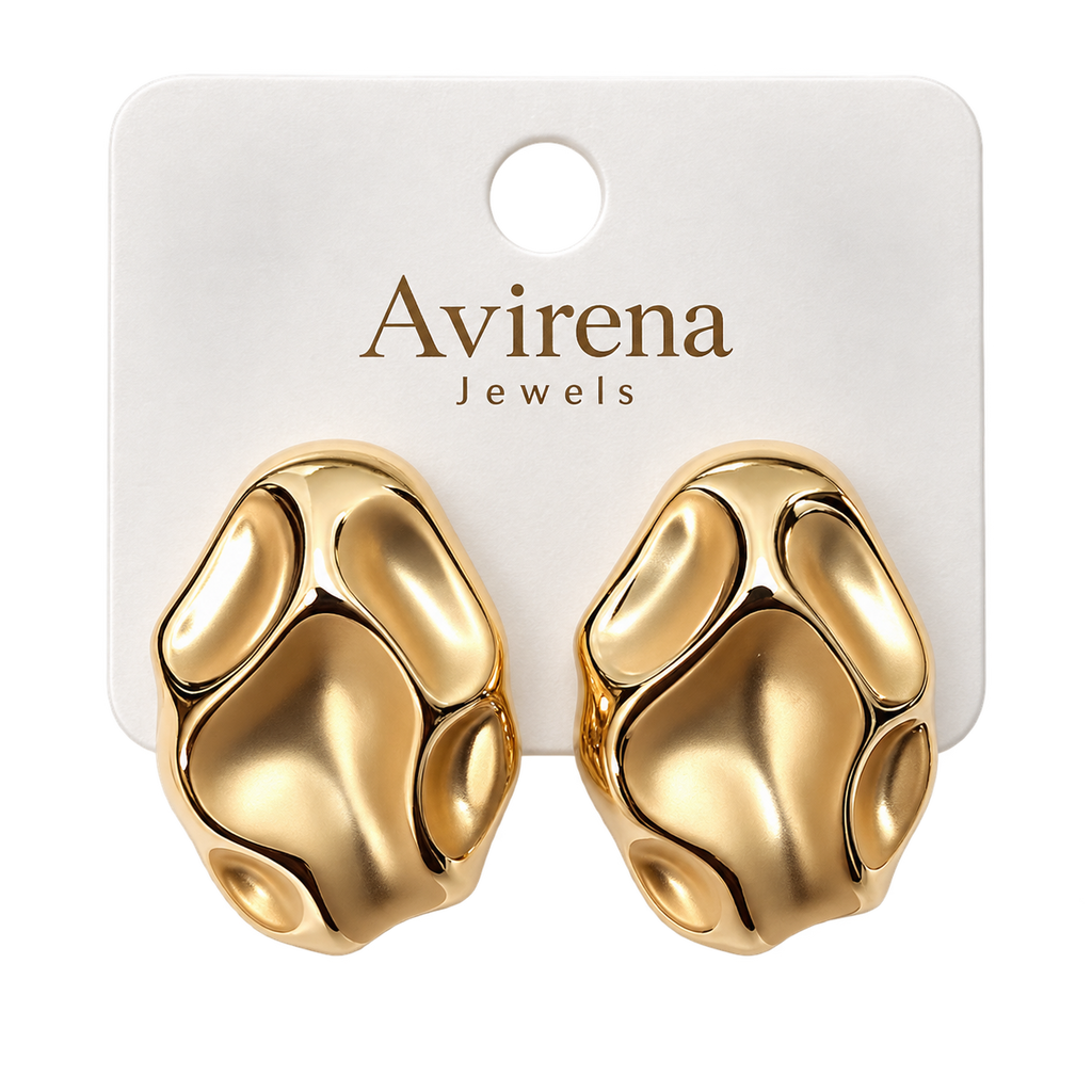 Petra Pebble Studs pebble faceted stud earrings side view