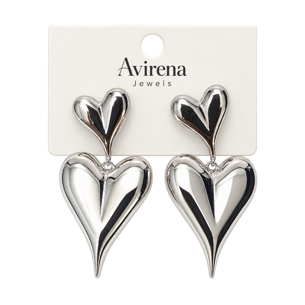 Amara Heart Drops puffed heart earrings detail view