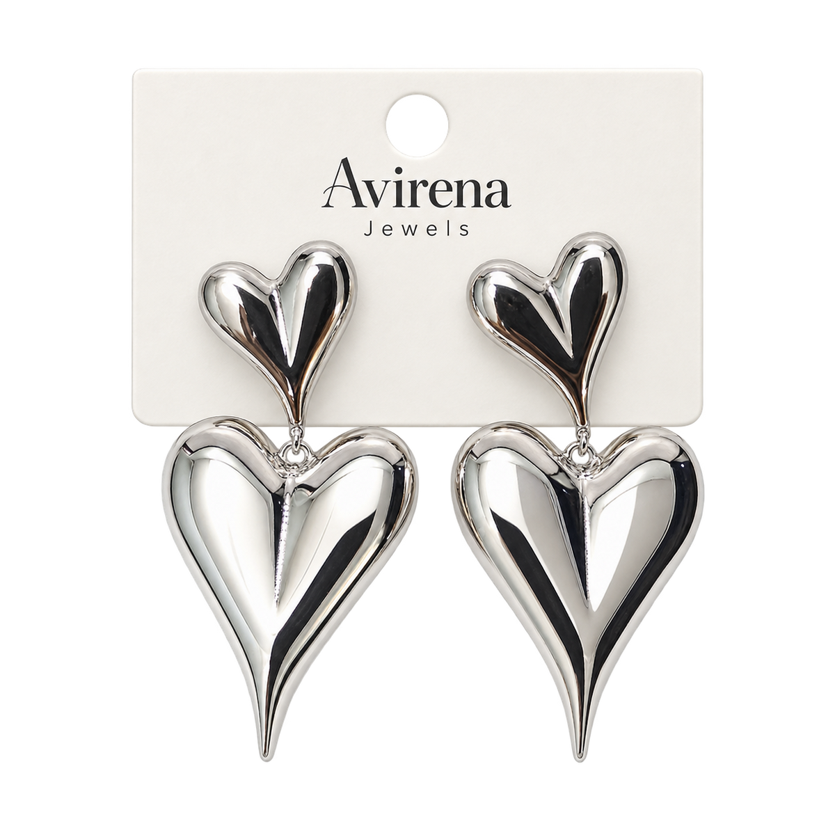 Amara Heart Drops puffed heart earrings detail view