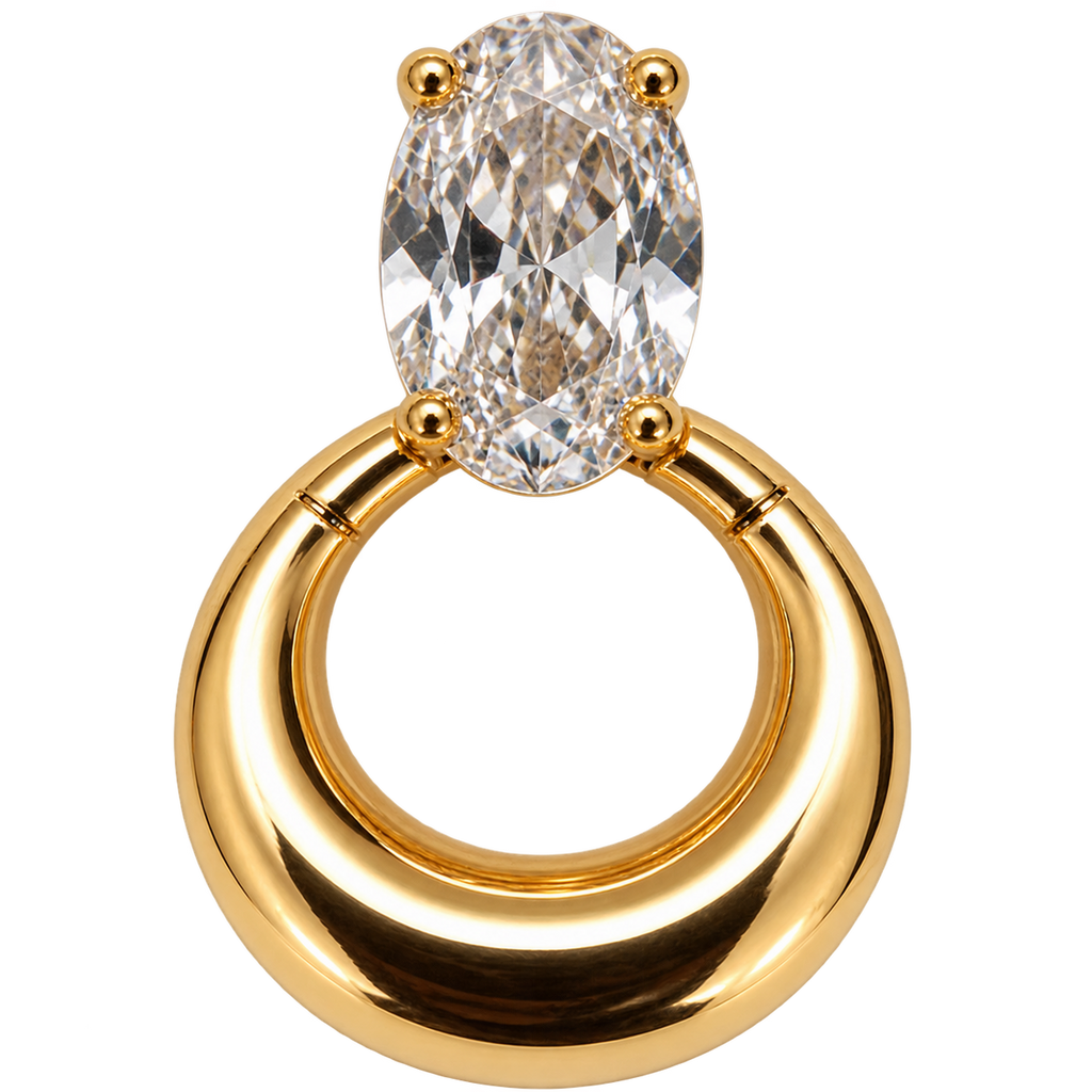 Solene Crystal Hoops gold-tone chunky hoop earrings with oval crystal