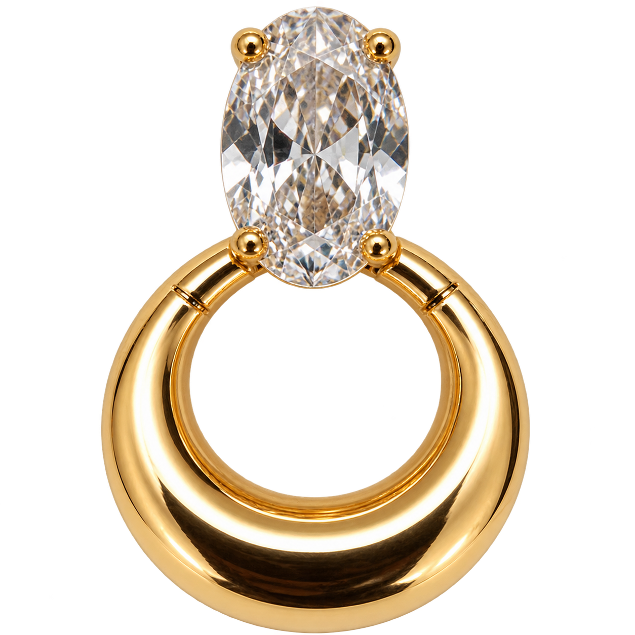 Solene Crystal Hoops gold-tone chunky hoop earrings with oval crystal