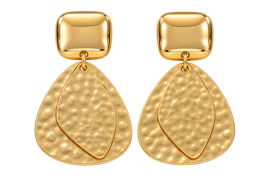 Forma Statement Drops geometric layered gold-tone brass drop earrings