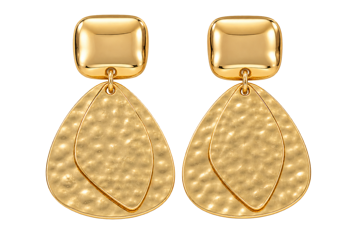 Forma Statement Drops geometric layered gold-tone brass drop earrings