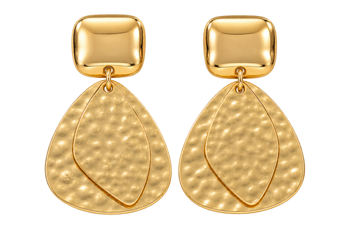 Forma Statement Drops geometric layered gold-tone brass drop earrings