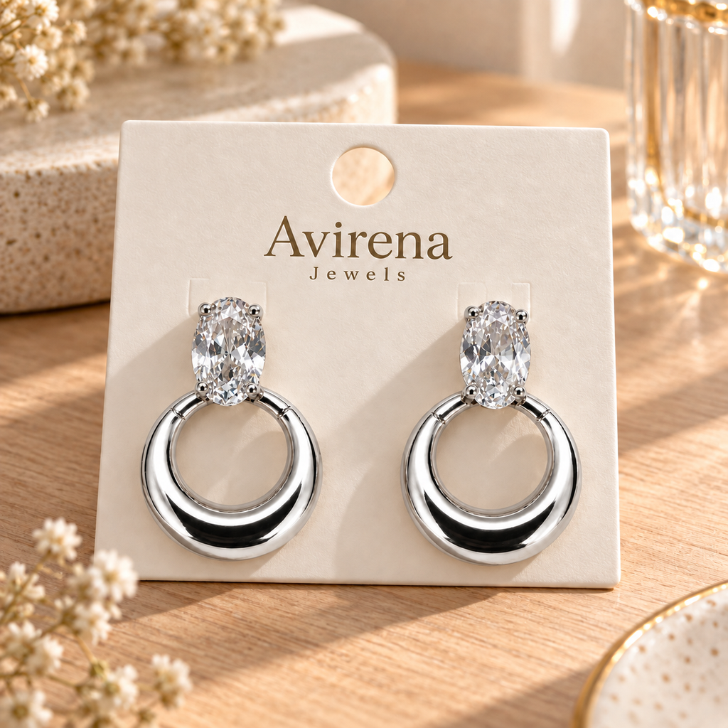 Solene Crystal Hoops anti-tarnish silver-tone crystal hoops close-up