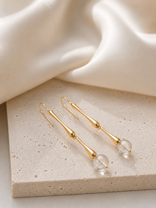 Lume Drop Earrings elongated drop earrings with clear round accent