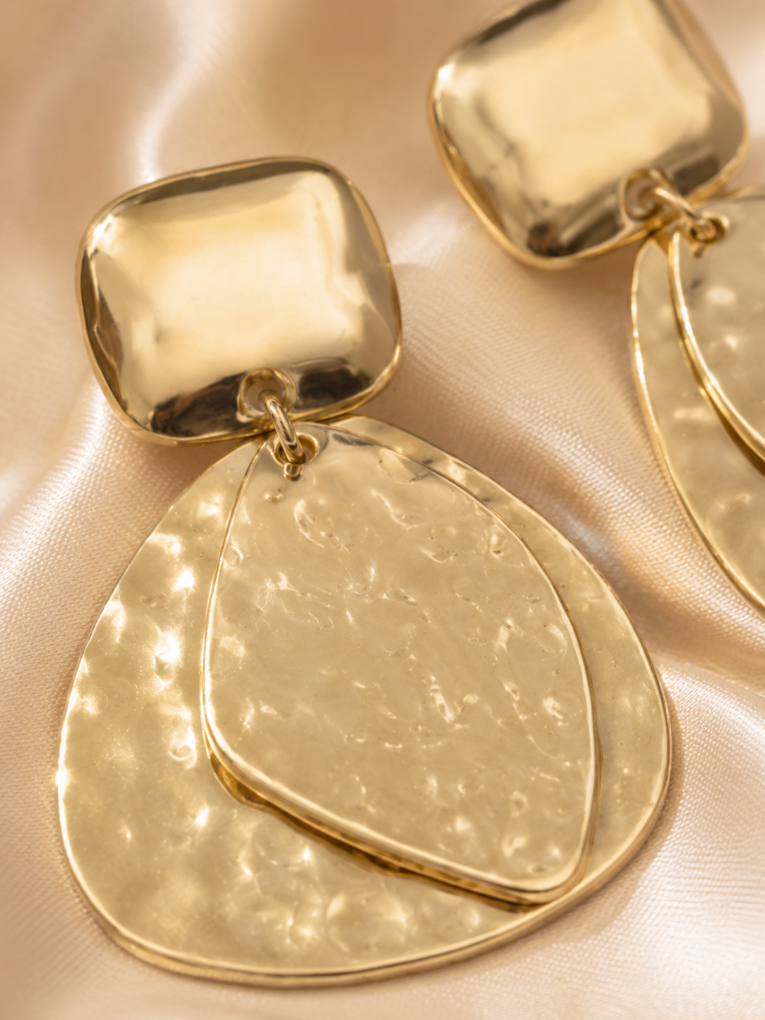 Forma Statement Drops anti-tarnish brass statement earrings close-up