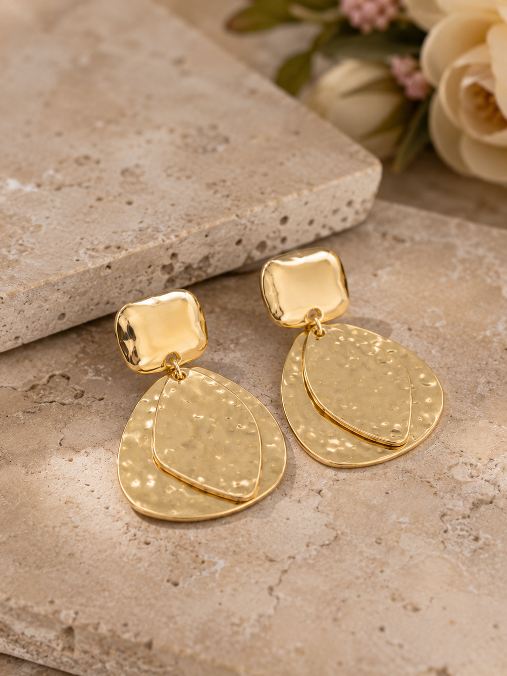 Forma Statement Drops sculptural layered drop earrings detail