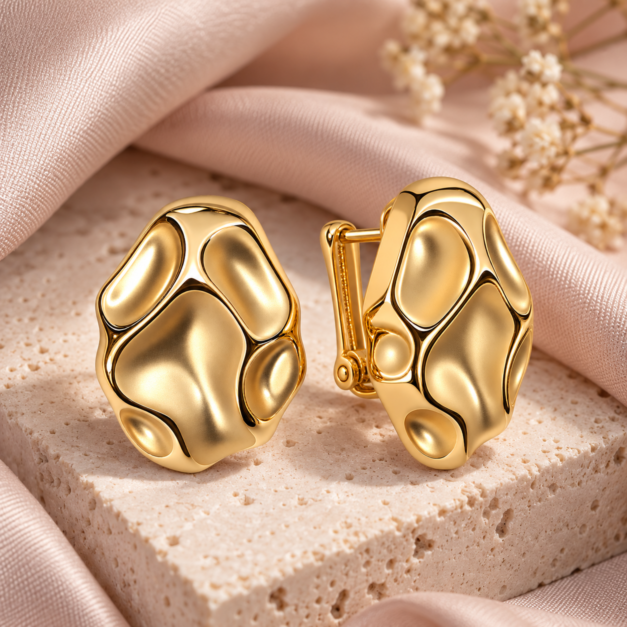 Petra Pebble Studs anti-tarnish brass dome studs close-up