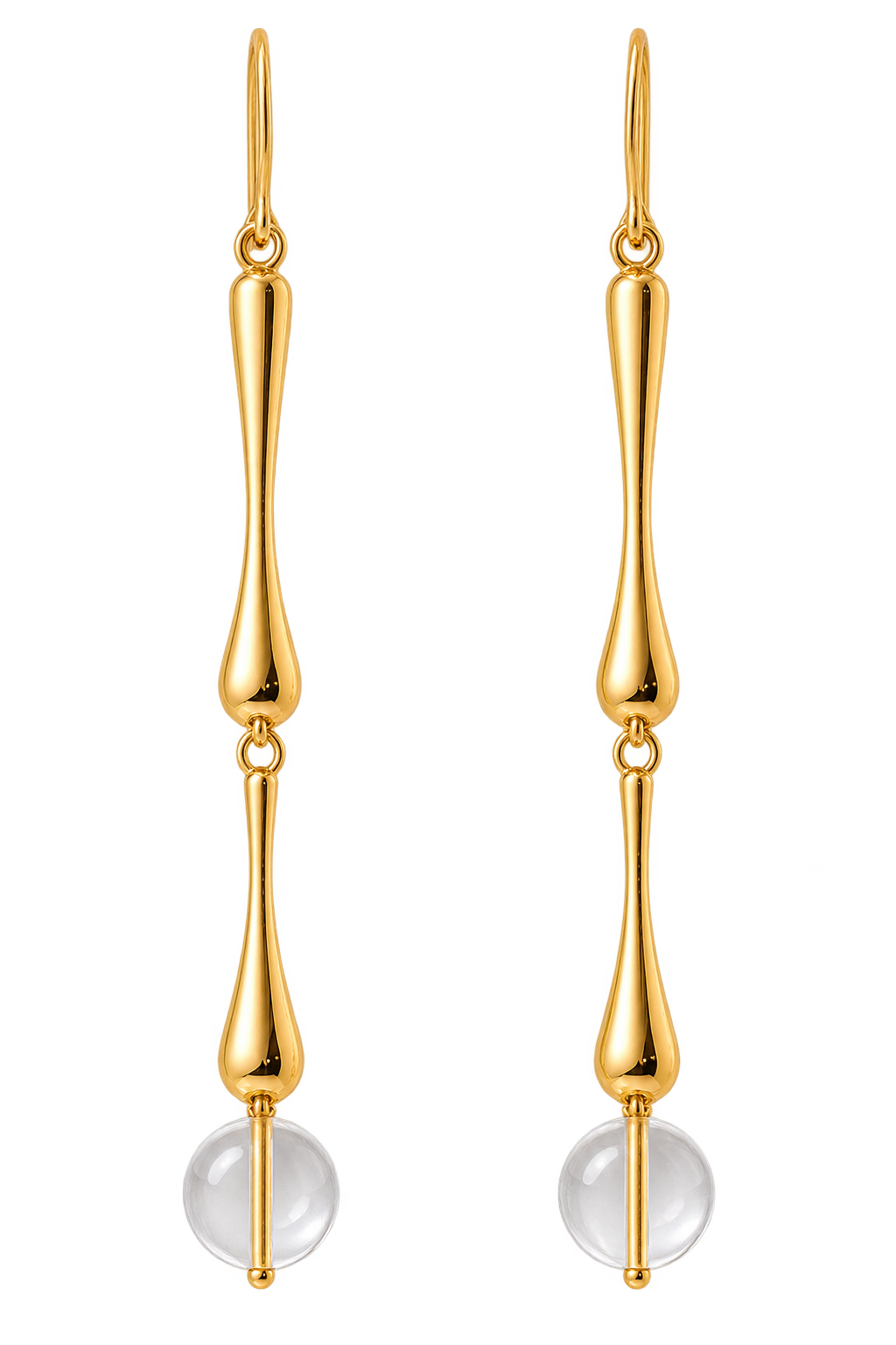 Lume Drop Earrings minimalist gold-tone brass long dangle earrings