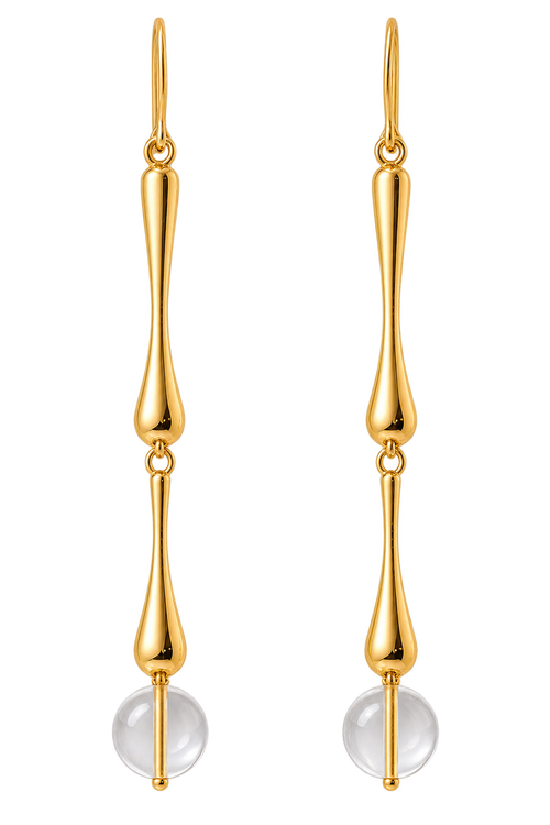 Lume Drop Earrings minimalist gold-tone brass long dangle earrings
