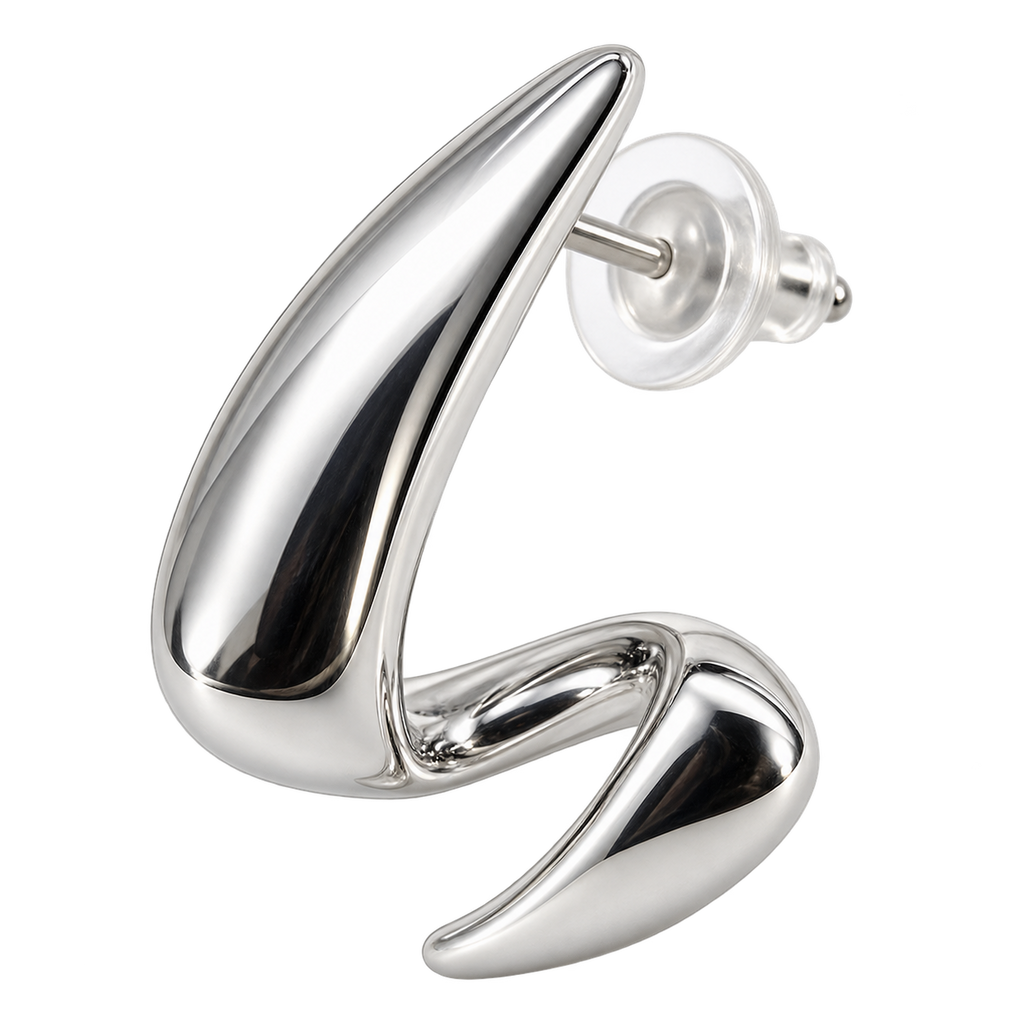 Volute Spiral Earrings silver-tone sculptural spiral stud earrings