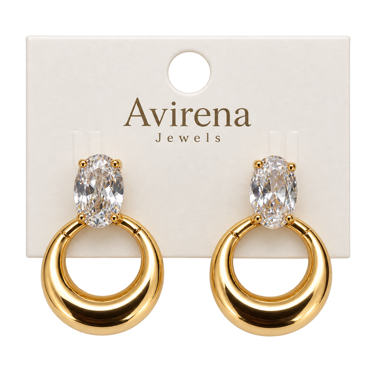 Solene Crystal Hoops chunky gold hoop earrings side view
