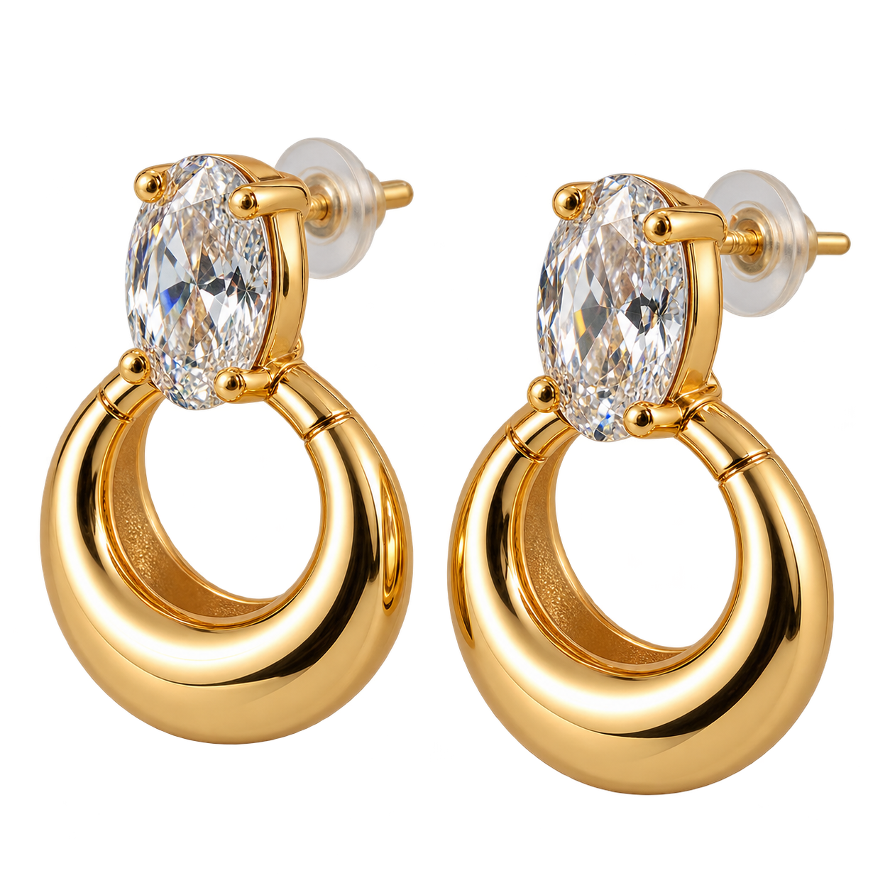 Solene Crystal Hoops gold-tone crystal hoop earring detail